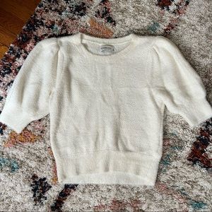 Abercrombie Fluffy Puff Sleeve Cropped Sweater